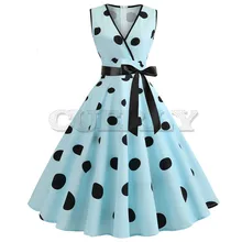Women 2019 Summer Polka Dot Vintage Dress Sexy Deep V Neck Sleeveless Party Sundress Elegant Casual Belt Beach Dress Plus Size Women 2019 Summer Polka Dot Vintage Dress Sexy Deep V Neck Sleeveless Party Sundress Elegant Casual Belt Beach Dress Plus Size