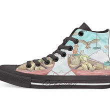 Рыбий фермер с совами и кошечкой высокие парусиновые туфли на плоской подошве повседневные кроссовки унисекс Прямая