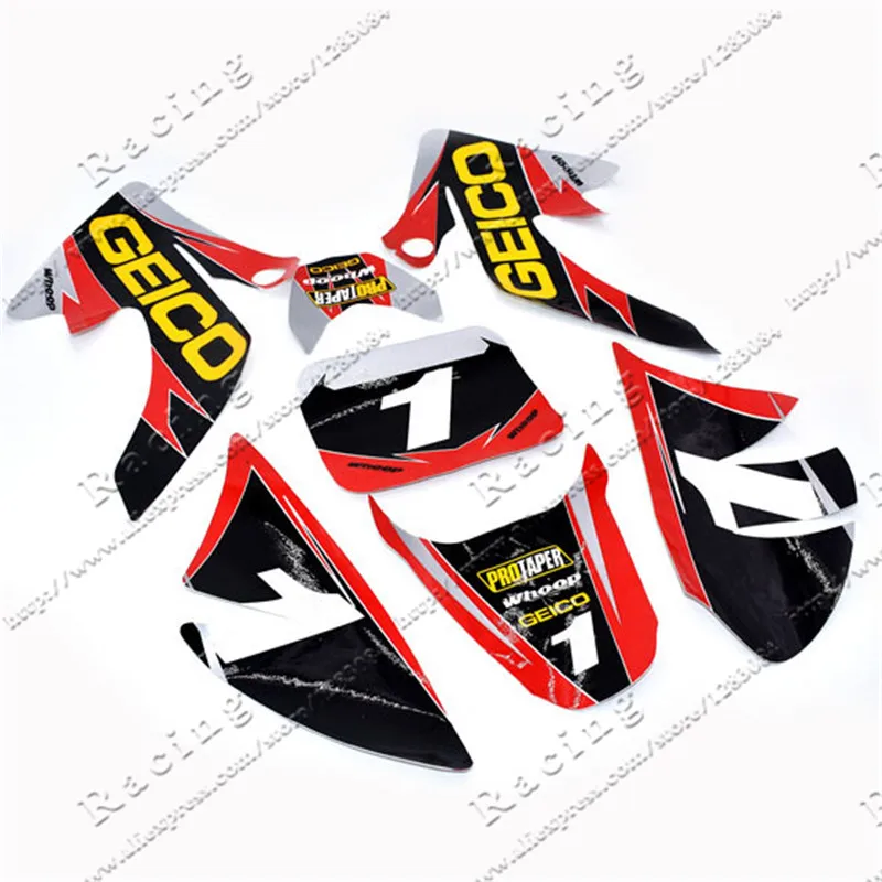 

Black Red White 3M Sticker Decals Paster Graphic For CRF 50 SSR 50 XR50 Kayo KR110 YY70 Dirt Pit Bike Plastic Cover