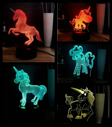 

Unicorn Series 7Color Change 3D LED Illusion Sweet Bedside Baby Sleep RGB Night Mood Table Light Kid Girl Holiday Birthday Gift