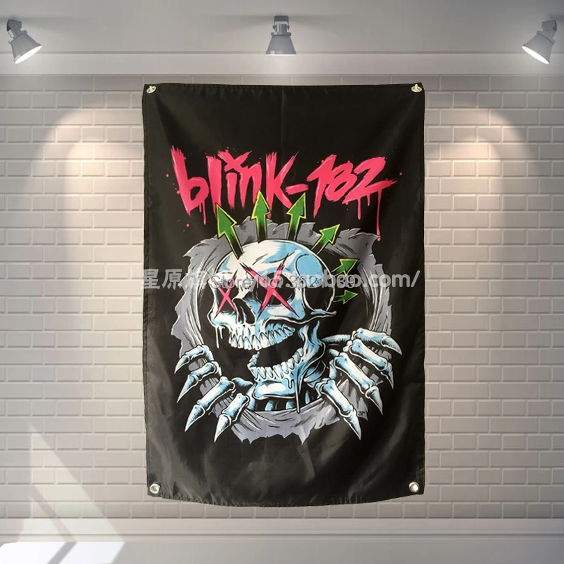 Blink 182 Punk Band Skull Flag Banner Polyester 3x5ft Hang on the wall