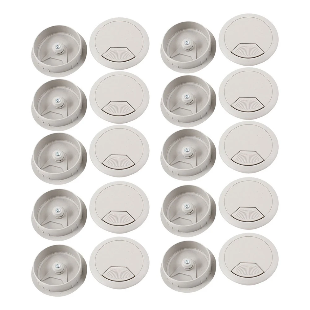 

PC Desk Gray Plastic 50mm Diameter Grommet Cable Hole Cover 20 Pcs