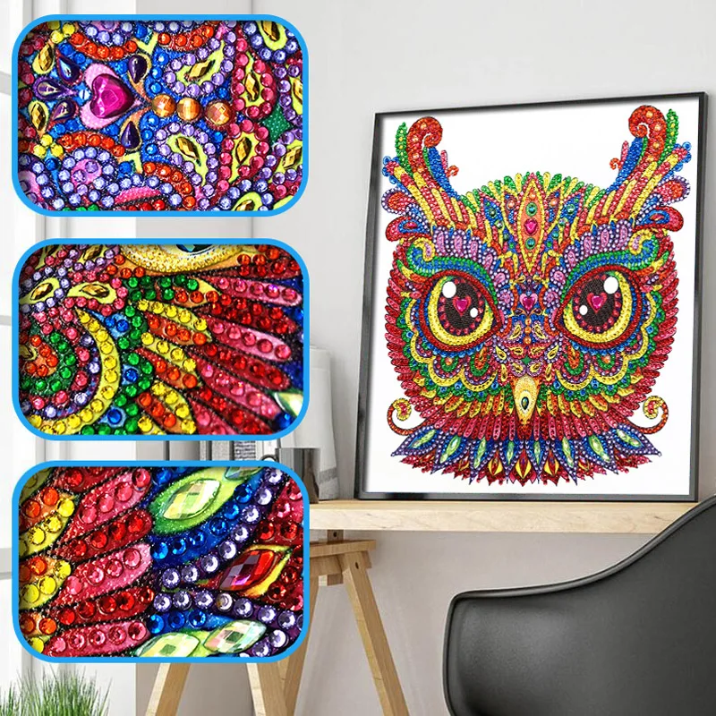 RUBOS DIY 5D Diamond Painting Cute Owl Special Bead Diamond Embroidery Big Pearl Rhinestones Mosaic Sale Gift Craft Hobby Decor (4)