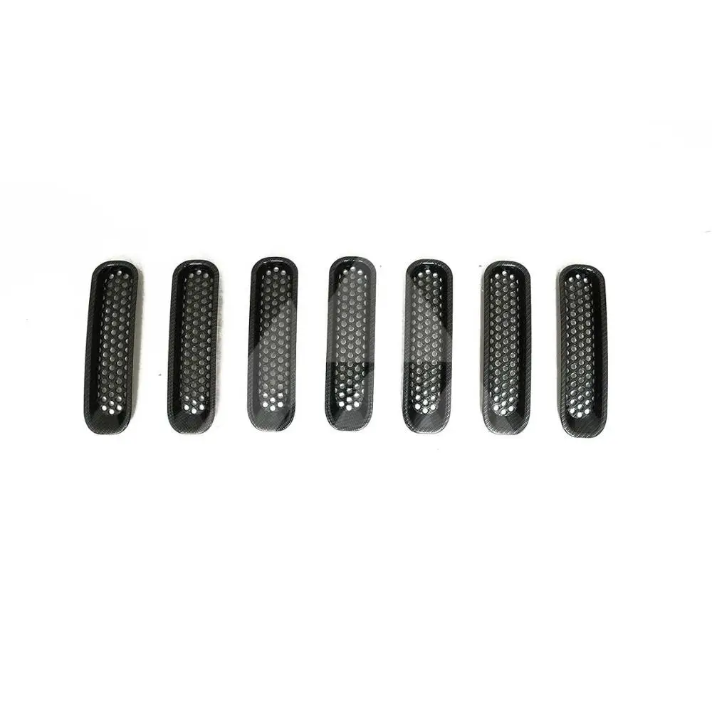 

3M for 2007 2008 2009 2010 2011 2012 2013 2014 2015 2016 2017 Jeep Wrangler ABS 7PC Carbon Fiber Look Round Hole Packaged Grille