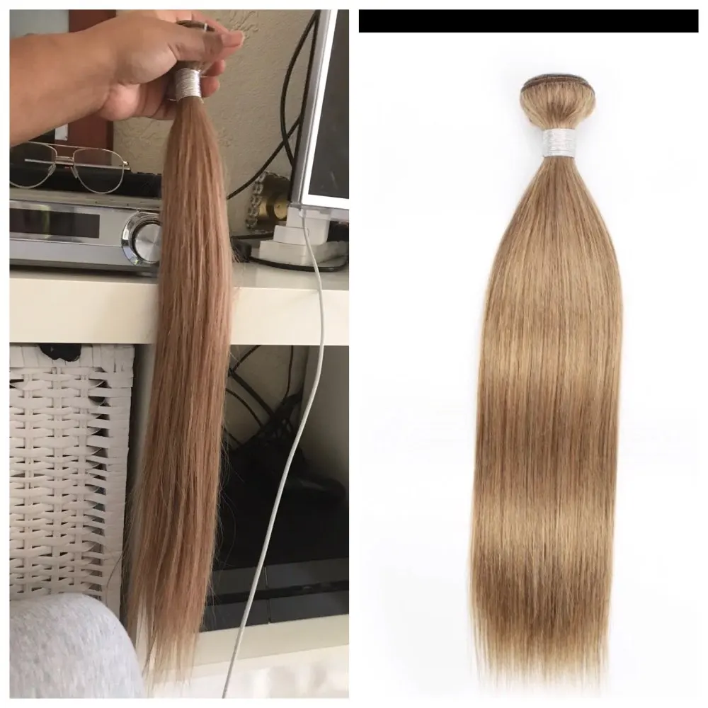 MOGUL HAIR Color 8 Ash Blonde Colored Indian Straight Hair Weave Bundles 2/3 bundles 100% Remy Human Hair Extension