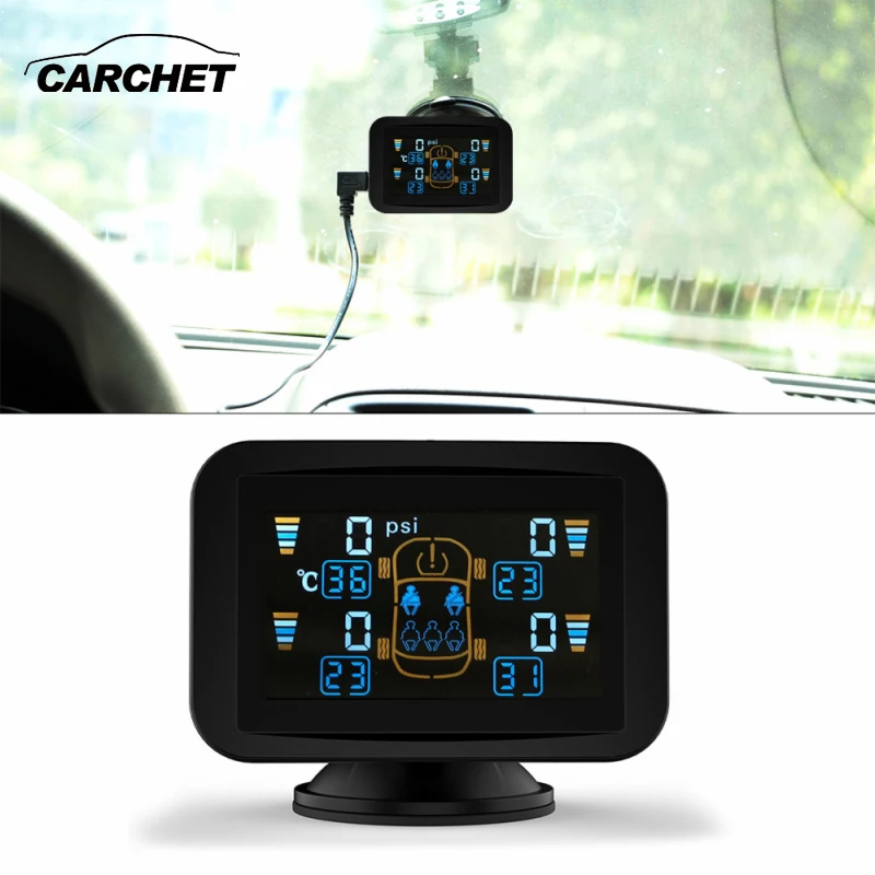

CARCHET TPMS Tyre Pressure Monitoring Intelligent System+4 External Wireless Sensors LCD Sucker Display Car Auto Tire Monitor