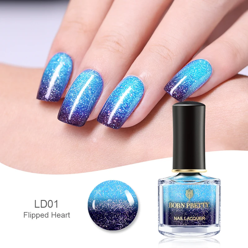 Родился довольно Термальность лак для ногтей Nail Art Лаки Цвет изменение Shimmer Цвет ful Температура изменить Маникюр 6 мл - Цвет: BP-LD01