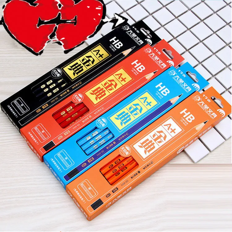 

12pcs/lots HB pencils with eraser and Sharpen Lead-free multi-color optional HB pencil for Student children school supplies