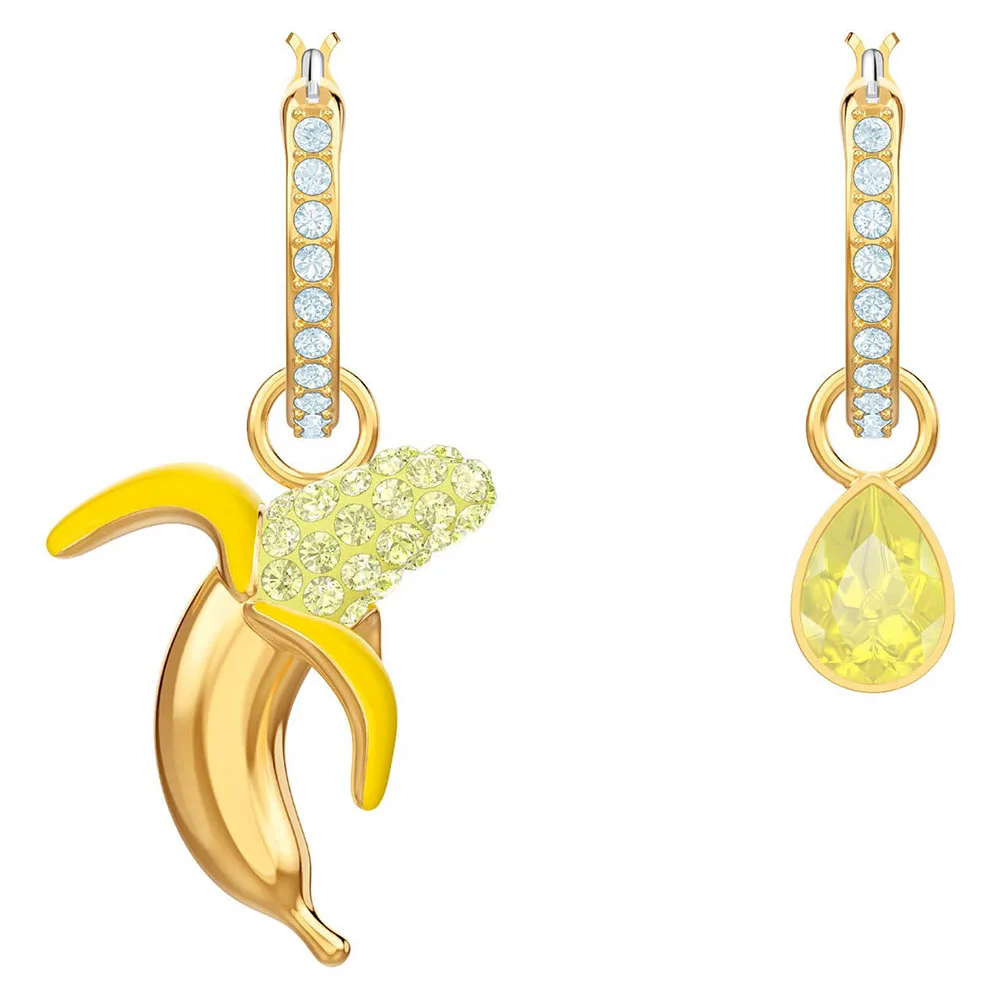 

SWA RO 2019 New No Regrets Banana Pierced Earrings Female Shiny Crystal Banana Earrings To Send Girlfriend Jewelry Birthday Gift