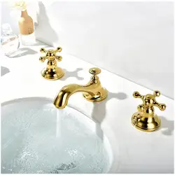 Американский стиль классический Смесители бассейна полированное золото латунь Ванная комната туалете кран Широкое 3 отверстия Ванная