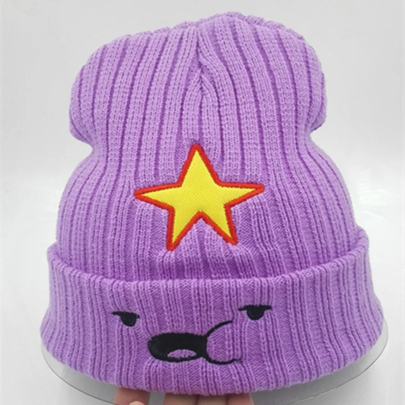 

2017 new Winter Women Hat Warm Knitted beanies Five-pointed star Beanie fashion Hat Cap for women purple bonnet
