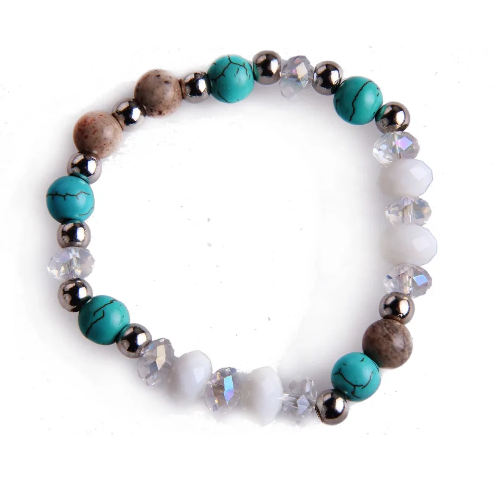 Бирюзовый браслет для мужчин pulseira couro горный хрусталь bracciali uomo из бисера