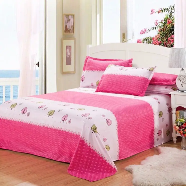 

2019 Solid Color Waterproof Bed Sheet Queen King Size Flat Sheet Single Double Bed Linen Polyester Mattress Protector Cover