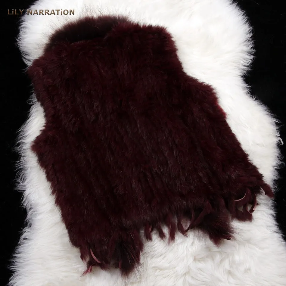 HSPL Fur Vest Real Rabbit Women Gilet With Fur Trimming Tassels Female Waistcoat Lady Real Fur Gilet Colete Feminino De Inverno long down puffer coat Coats & Jackets