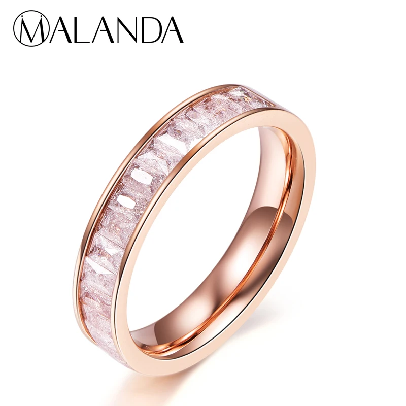 

MALANDA Brand Fashion Colorful Crystal from Swarovski Zircon Rings For Women Titanium Steel Female Weddings Rings Jewelry Gift