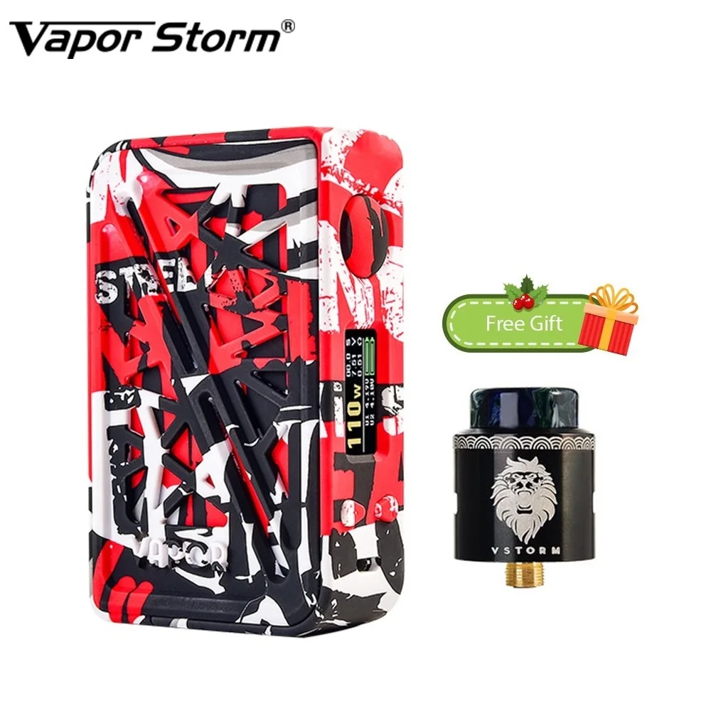

Free Gift! 100% Original Vapor Storm Subverter 200W TC Box MOD with Vapor Storm Lion RDA Powered By Dual 18650 Battery Vape Mod