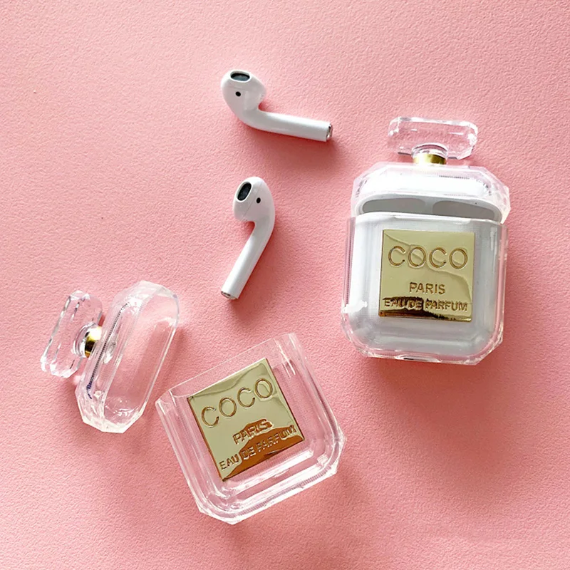 

New 2019 Perfume bottle Silicone Airpods Case Cover Earphone Luxury Protector Case For Apple iPhone Airpods Holder Transparent