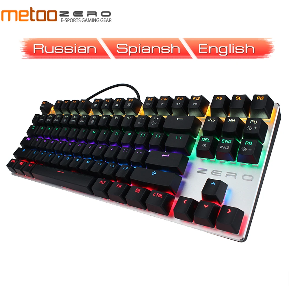 

Metoo ZERO Edition gaming Mechanical Keyboard 87 Key blue red black switch LED Backlit usb Wired keyboard for Tablet computer