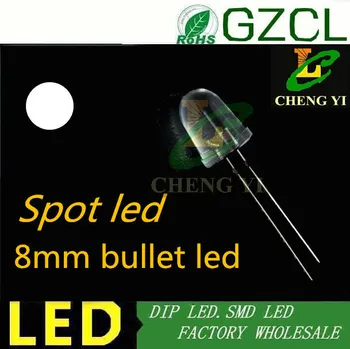 

White 8MM Round LED 6000-6500K 3.0-3.5V LED diode bullet dip led(CE&Rosh)