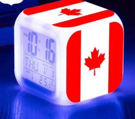 

Plastic Watch 8*8*8 cm Canadian flag LED Alarm Clockmaple leaf Digital Clocks reloj despertador desktop clock Lamps Xmas Toys