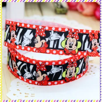 

DHK 7/8'' 5yards minnie zebra printed grosgrain ribbon hair bow diy party decoration OEM Wholesale 22mm C574