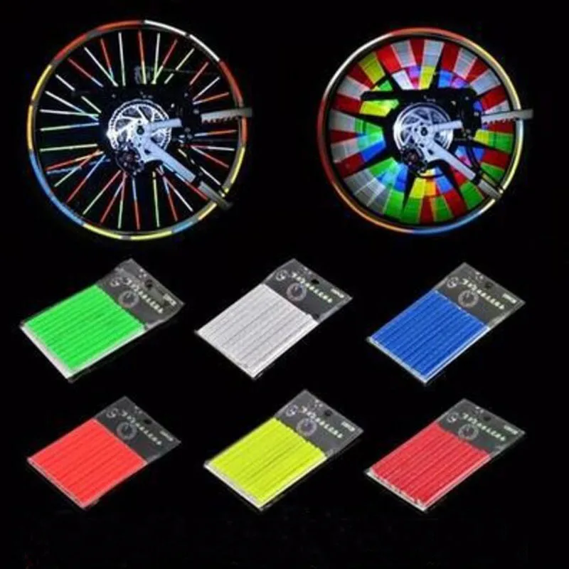 

12Pcs/pack Durable Bicycle Wheel Reflector Rim Reflective Spoke Mountain Bike Mount Warning Reflective Strip Tube