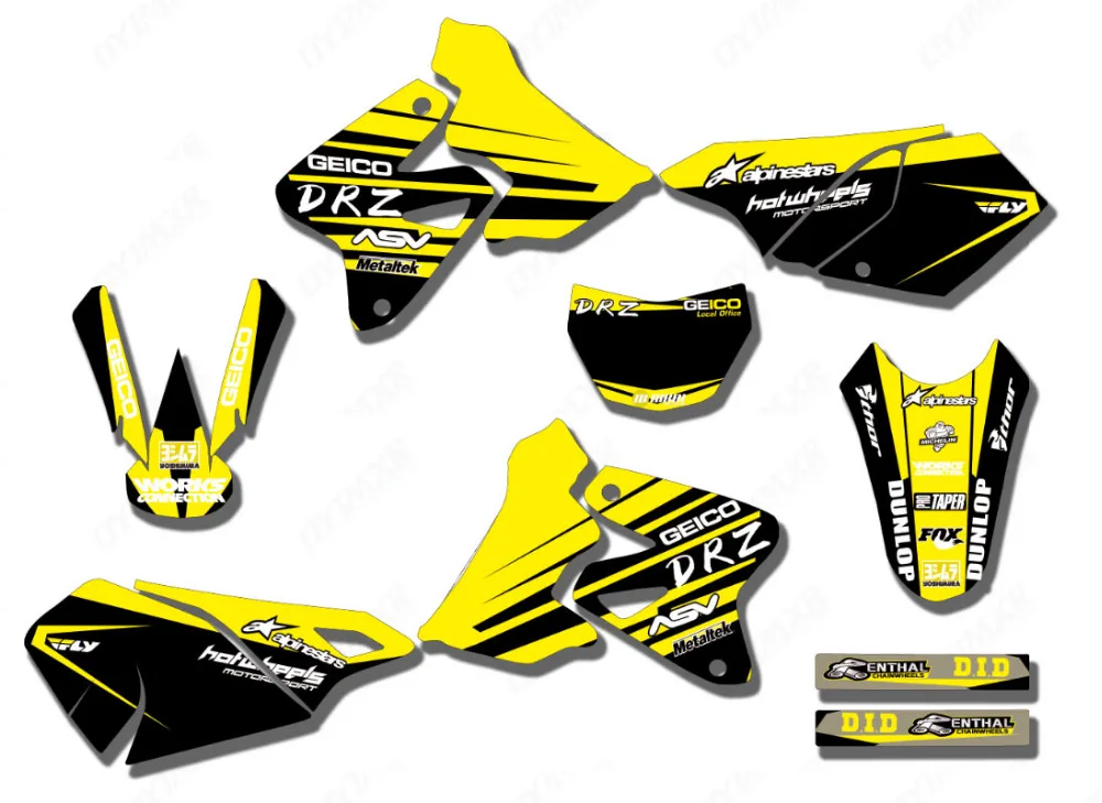 Полный пользовательский Байк графика наклейки для SUZUKI DRZ400 DRZ400S DRZ400SM 1999-2018 |
