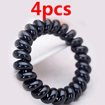 4pcs Телефонная проволочная линия, эластичные резинки для волос, оголовье для девочек, головные уборы, резинки, спиральная форма, конский хвост, веревка, резинка для волос - Цвет: 4pcs