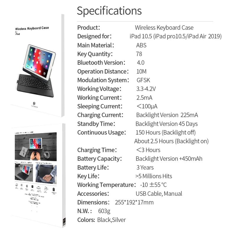 Беспроводной Чехол-клавиатура Dux Ducis 4,0 с Bluetooth для Apple Ipad Air /Air 3/Ipad Pro 10,5 умный флип-чехол