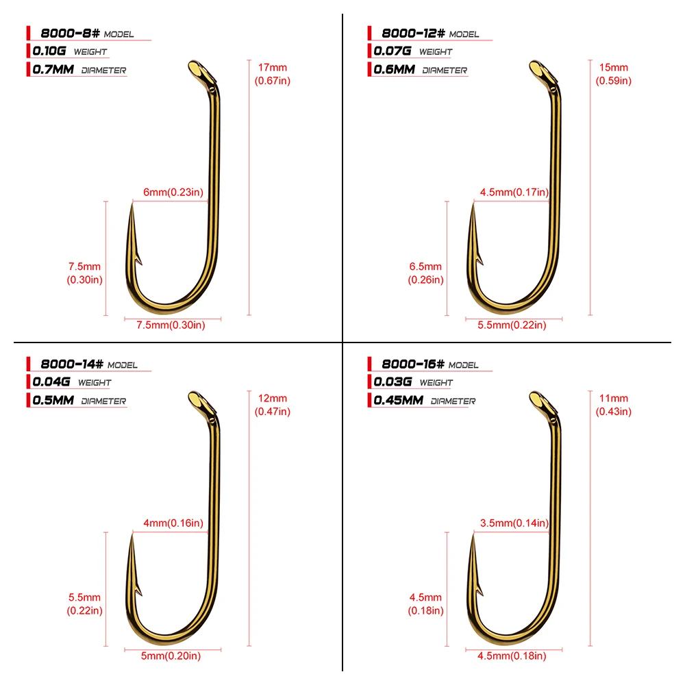 PROBEROS Fly Fishing Hook 80000-8/12/14/16 Size 1000pc/lot Fly
