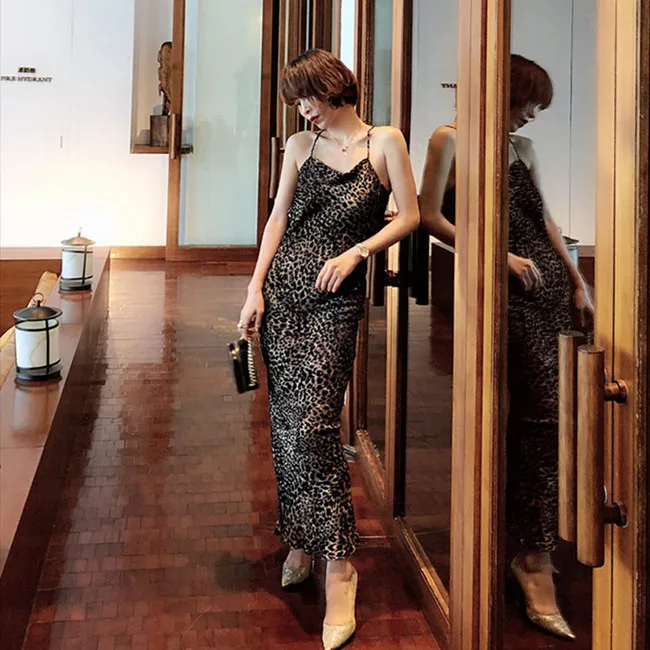 Leopard New Summer Women long dress sling fishtail dresses for party holiday Maxi Dress - Цвет: As show picture