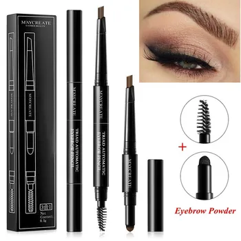 

Eyebrow pencil natural waterproof eyebrow Cosmetics 3 IN 1 Automatic Eyebrow Pencil + Powder + Brush Pigment Makeup Kit Y603