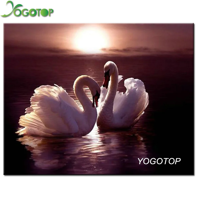 

YOGOTOP Diamond Embroidery two swan Pattern Rhinestones crafts Diy Diamond Painting Cross Stitch 5D Diamond Mosaic Kits ZB478