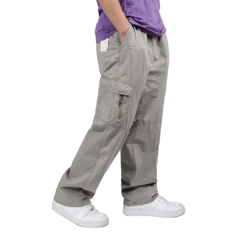 Летние мужские шаровары, брюки карго для больших и высоких мужчин, повседневные свободные рабочие брюки с множеством карманов, мужские прямые брюки размера плюс 4XL 5XL 6XL