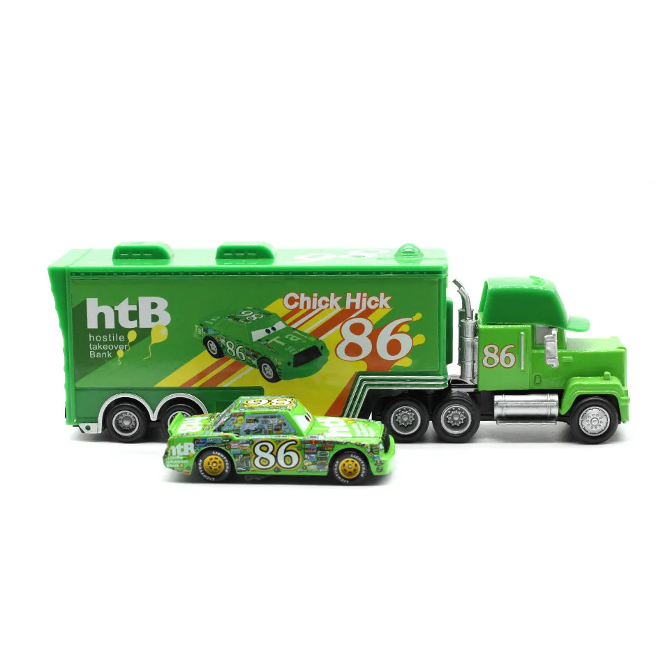 Disney Pixar Cars 2 игрушки шт. Lightning Mcqueen mack truck король 1:55 литье под давлением