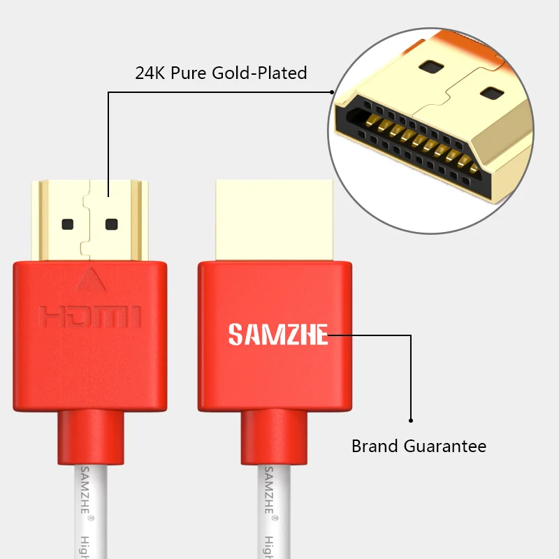 SAMZHE 1080P 2,0 тип HDMI кабель до 4K HDMI2.0 кабель 1,5 м/2 м/3 м/5 м Папа-папа 3D Поддержка дисплея для DVD tv BOX PS3/4
