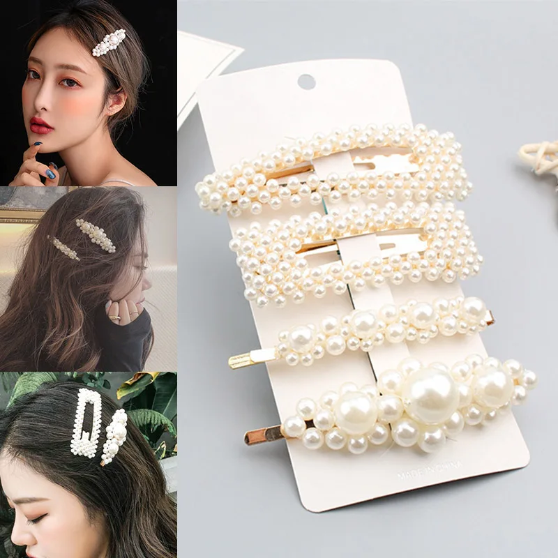 

2pcs/set Women Faux Pearl Hair Clips Hairpins for Birthday Valentine's Day Gift M8694