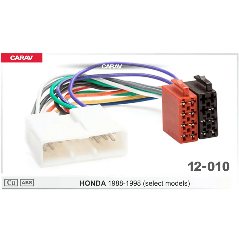 CARAV12 010 ISO Radio Adapter for HONDA 1988 1998 (select ... honda motorcycle wiring harness connectors 