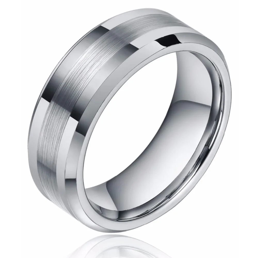  TIGRADE Fashion 6/8MM High Polish Man Rings Brushed Tungsten Carbide Ring Simple Classic Wedding Ba
