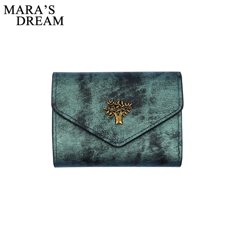 

Mara's Dream 2019 Women's New Short Wallet Retro Small Tree Wild Student Solid Color Wallet Card Package Zero Purse