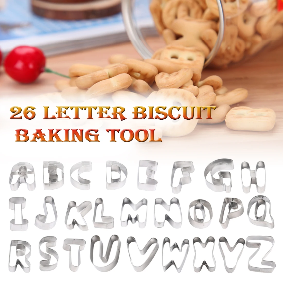 Cookie Cutter 26pcs/set English Letters Shape Stainless Steel Biscuit Cutter Fondant Cake Mold Kitchen Baking Cookie Stamp Cookie Cutter 26pcs/set English Letters Shape Stainless Steel Biscuit Cutter Fondant Cake Mold Kitchen Baking Cookie Stamp