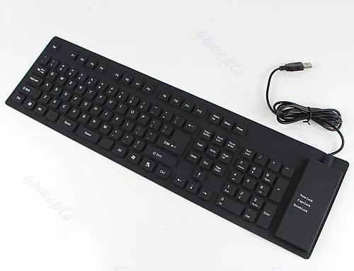 Best Price Durable 109 Keys USB Silicone Rubber Waterproof Flexible Foldable Keyboard For PC Black