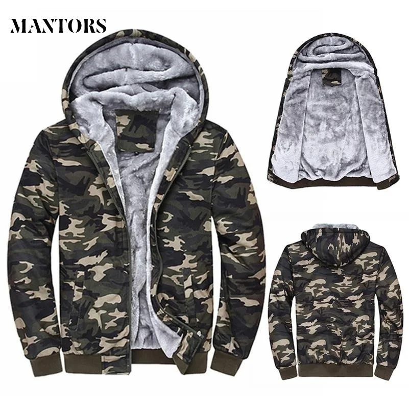 

2018 Winter Men Hooded Jackets Casual Sweatshirts Camouflage Men's Sportswear Hoodies Fleece Camo Warm Thick Moletom Masculino