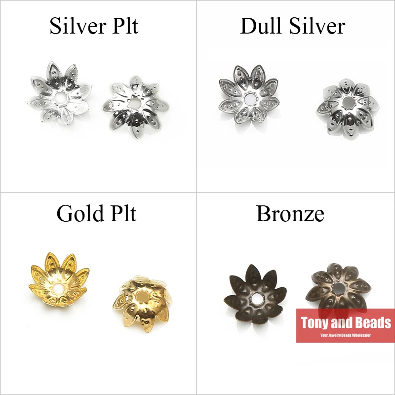 

(200Pcs=1Lot ! ) Free Shipping Jewelry Finding 10MM Lotus Flower Bead Cap Gold Silver Bronze Nickel Plated No.BC10