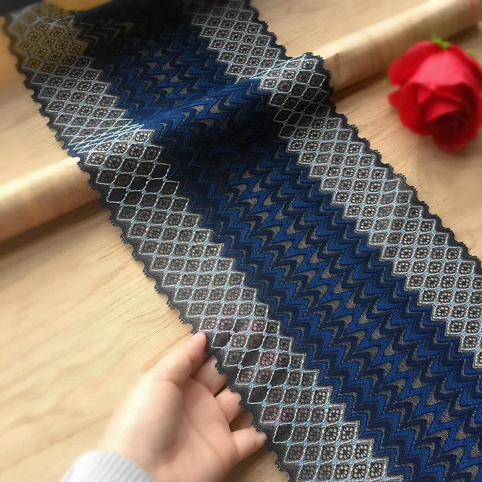 

5Yards 23cm Super Wide Dark Blue Lace Fabric Trim Ribbons DIY Sewing Garment Wedding Decoration Accessories Supplies