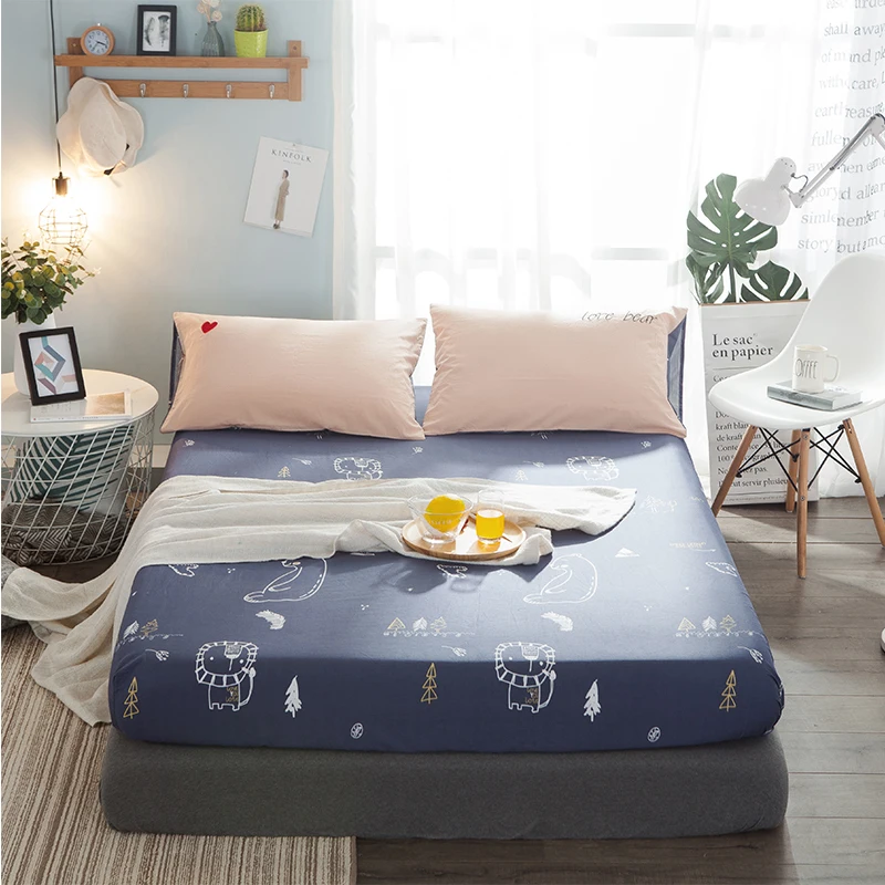 Dreamort потертый хлопок простой стиль 4 шт. queen King size постельное белье простынь на резинке+ пододеяльник+ наволочка