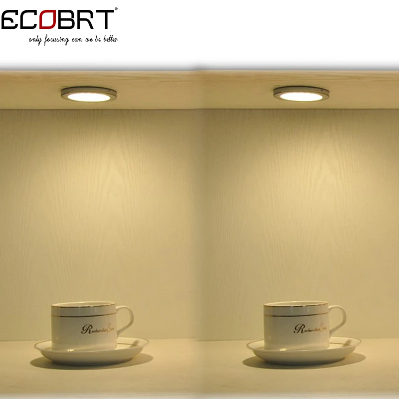 ECOBRT 3 Вт алюминиевый круглый 12 В Led Шайба огни в витрине шкаф мебель освещение как led под шкаф лампы 2 шт./лот
