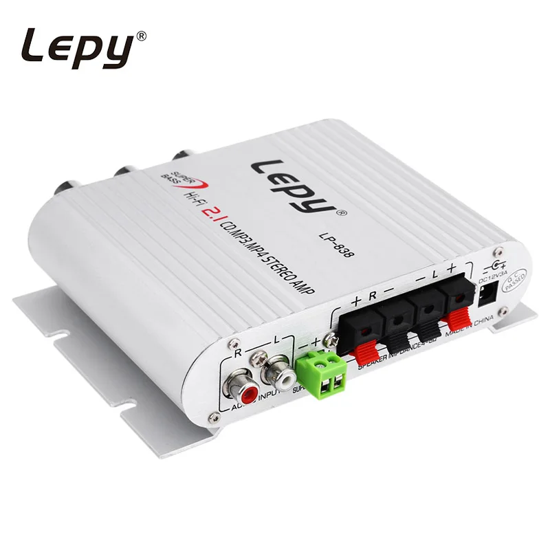 Lepy LP 838 Car Amplifier 12V Hi Fi 2.1 Channel Stereo