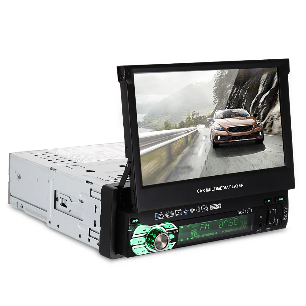 

7158G Universal 1 Din Wince Car Multimedia Player GPS AM FM Radio Bluetooth Europe Map Aux In MP3 Car Video Player HD 7 Inch 12V