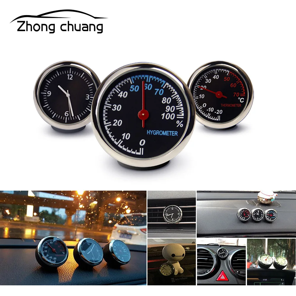 

Car thermometer hygrometer car clock car electronic watch car pointer thermometer clock hygrometer blue bottom quartz clock car